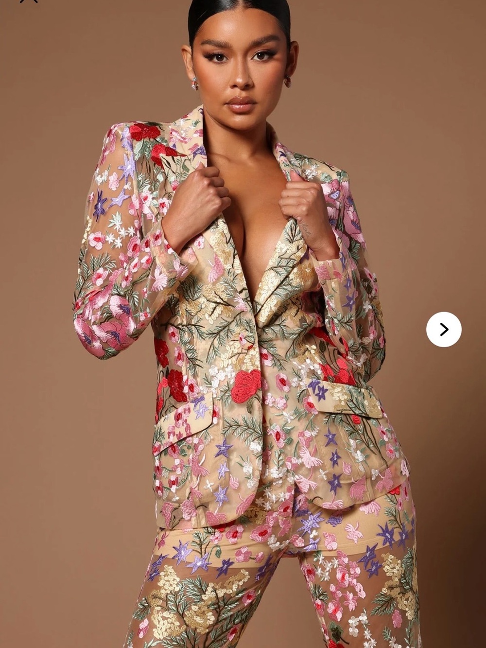 Embroidered Flower Blazer from Fashion Nova